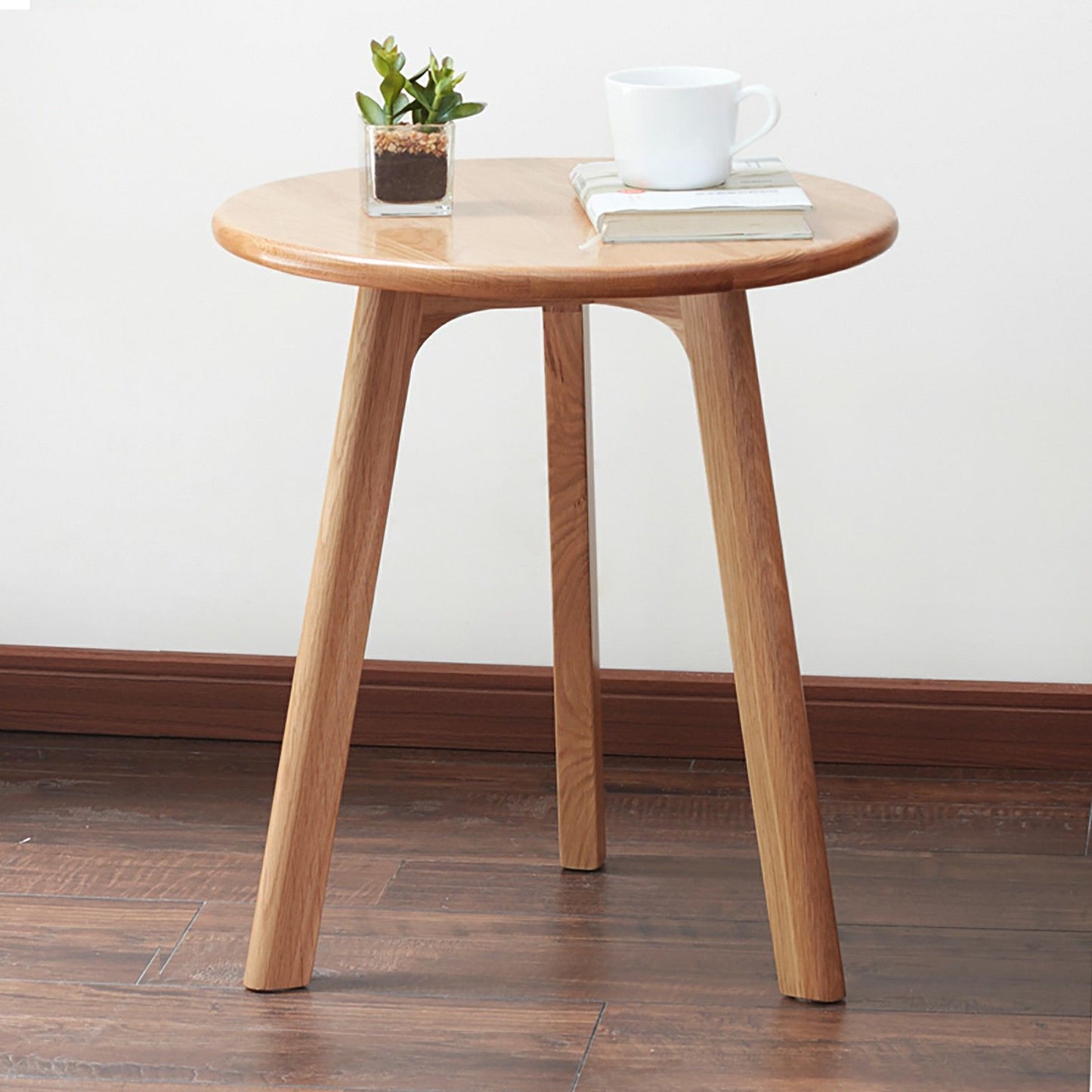 Round Small End Table, Side Table For Bedroom & Balcony - Natural