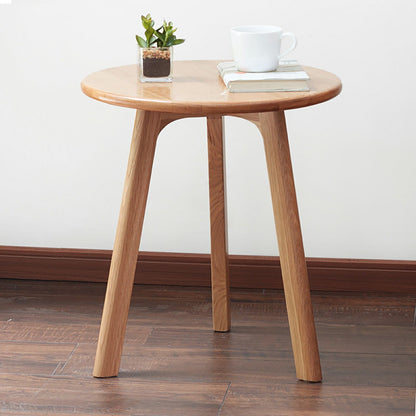 Round Small End Table, Side Table For Bedroom & Balcony - Natural