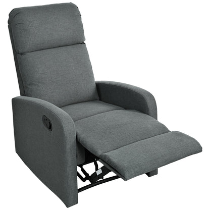 Modern Manual Recliner, Home Theater Chair With Adjustable Backrest For Living Room - Charcoal