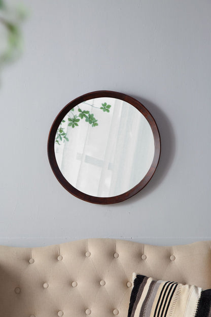 Transitional Decor Style Mango Wood Wall Mirror Wall Decor With Frame Of Solid Mango Wood For Bathroom, Entryway Console Lean Against Wall - Dark Brown