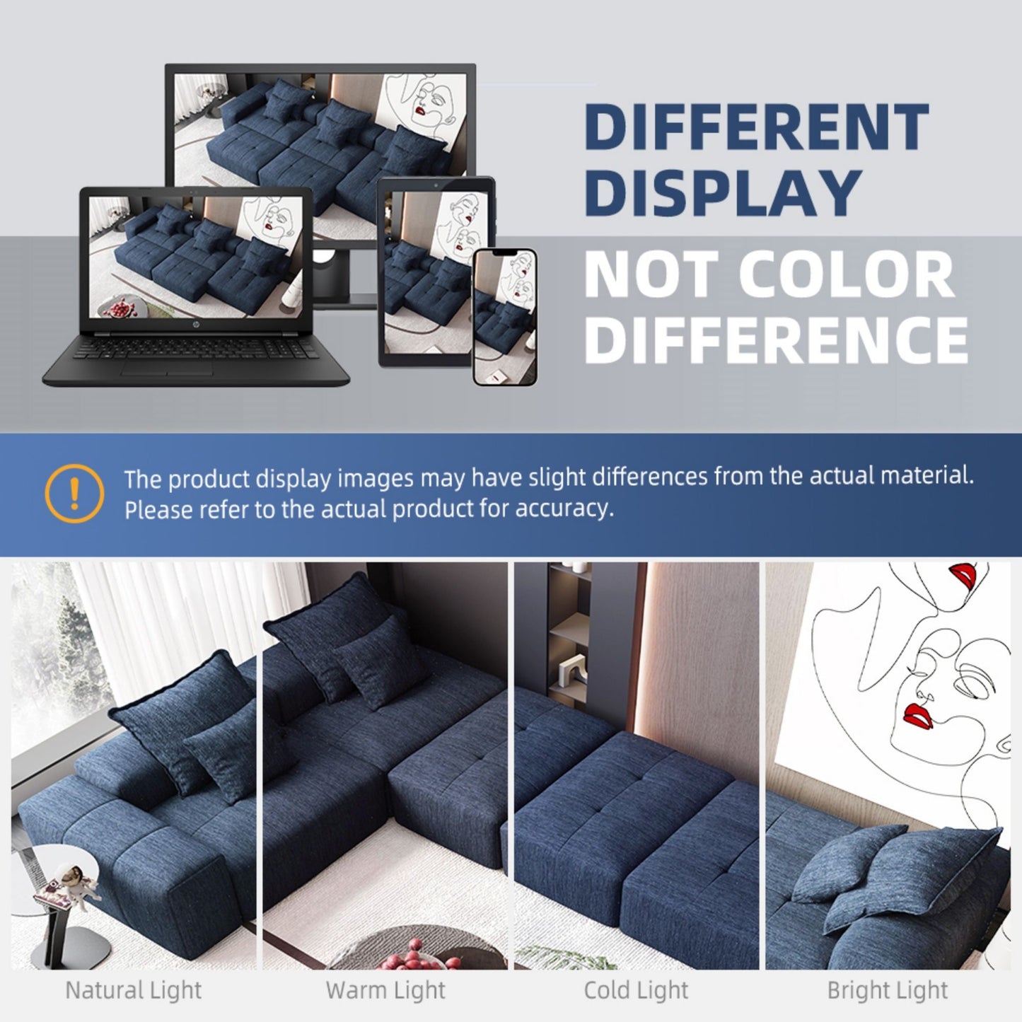 Modern Oversized Modular Sectional Sofa, Sparkling Chenille Fabric Soft Cushion Sofa With 6 Pillows, 6 Pieces Diy Combination Tufted Sofa, No Assembly Required - Blue