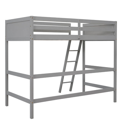 Twin Size Loft Bed With Ladder - Gray