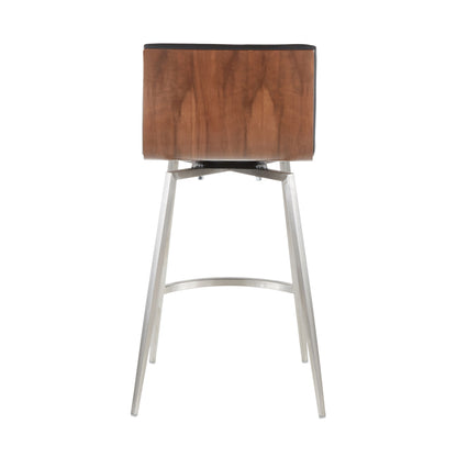 Mason - Contemporary Swivel Counter Stool (Set of 2) - Walnut / Black