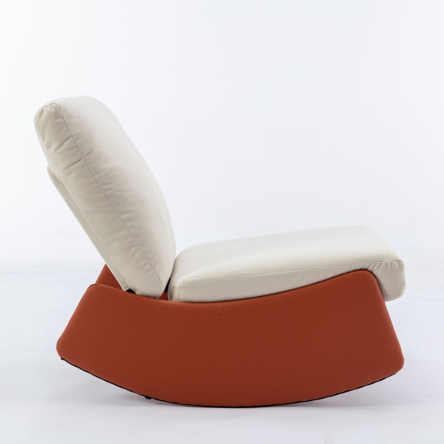 Modern Rocking Chair Recliner, Comfy Rocker Nursery Chair With Footrest, Accent Reading Chair, Upholstered Lounge Chair For Relaxing, Resting, Soft Padded Rocker For Indoor Living Room Bedroom - Orange