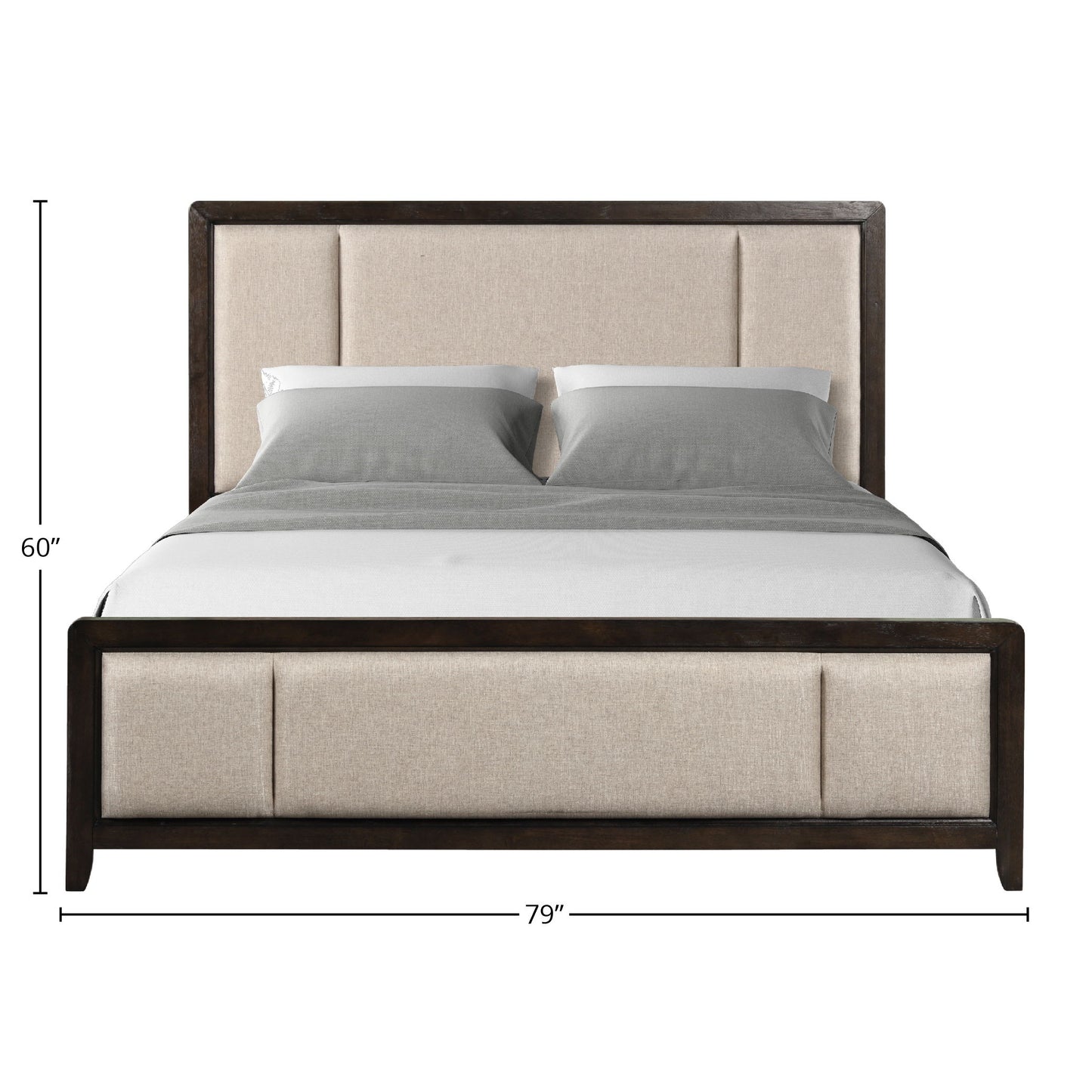 King Upholstered Headboard & Footboard With Traditional Styling - Beige
