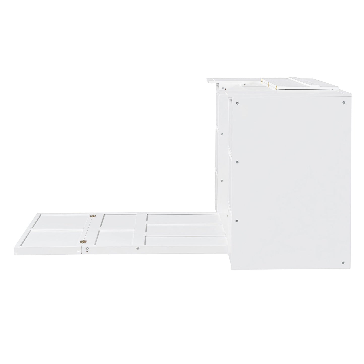 Twin Size Murphy Bed With Drawers, Cabinets, And USB Ports - White