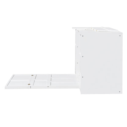 Twin Size Murphy Bed With Drawers, Cabinets, And USB Ports - White