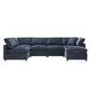 Modern Modular Cloud Sofa Bed, 6 Seat Chenille Sectional Couch Set With Ottoman, Free Combination, Convertible U Shaped Sleeper Sofa - Dark Blue