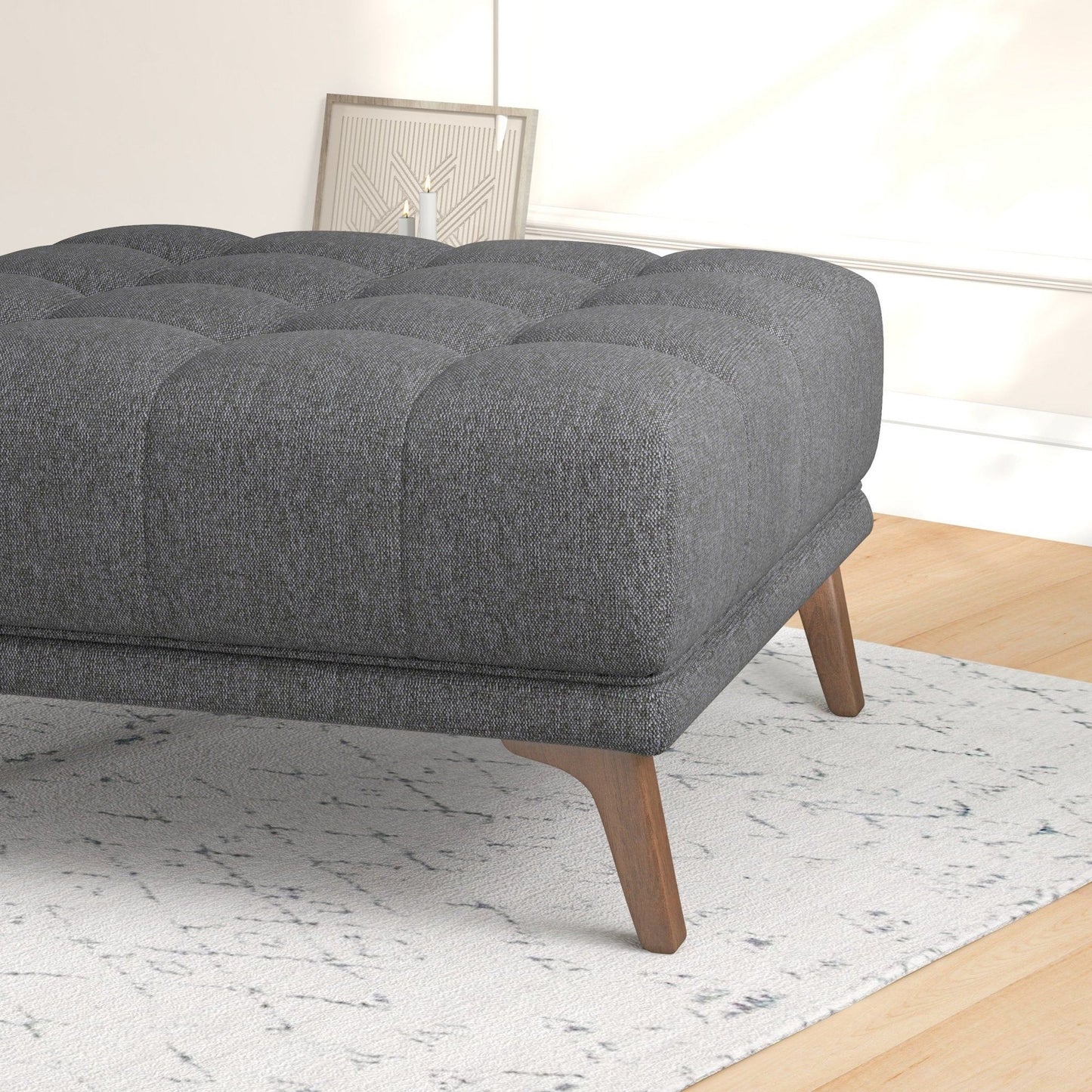 Addison - Square Upholstered Ottoman - Dark Gray