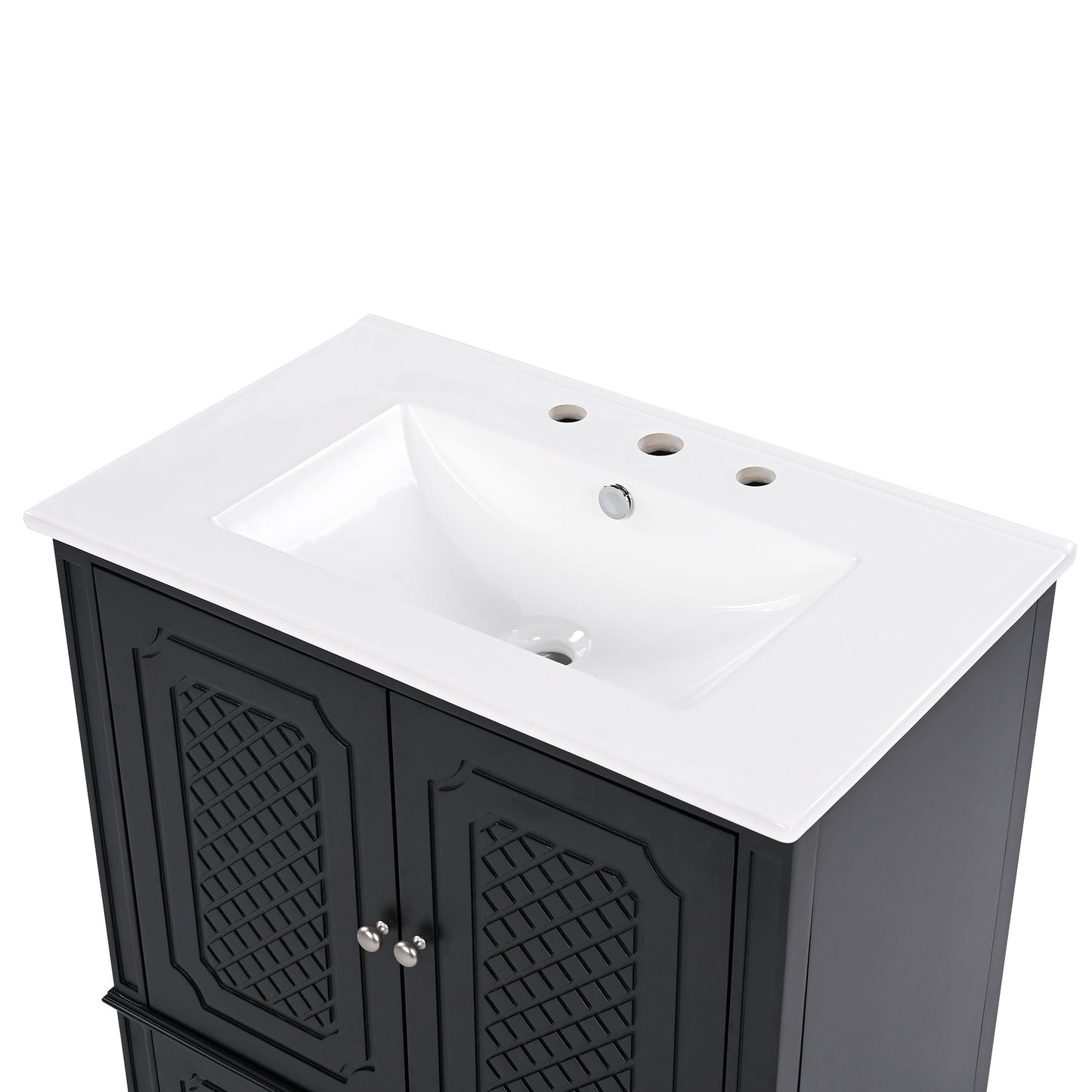 Vintage Style 30" Bathroom Vanity With Sink, Multi Functional Storage, Soft Closing Door - Black