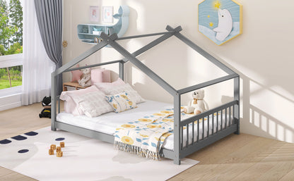 Full Size Playhouse Design Bed - Gray
