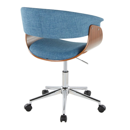 Vintage Mod - Mid-Century Modern Office Chair - Chrome / Walnut / Blue