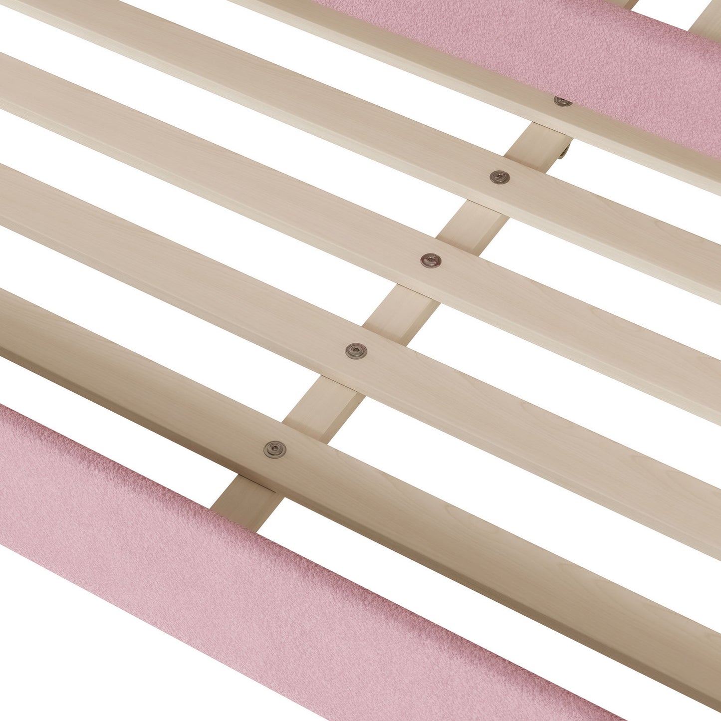 Full Size Upholstered Daybed With Light And Trundle - Pink
