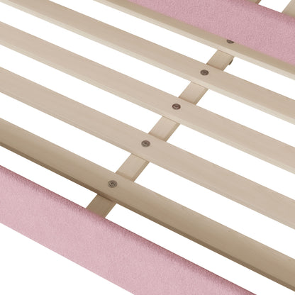 Full Size Upholstered Daybed With Light And Trundle - Pink