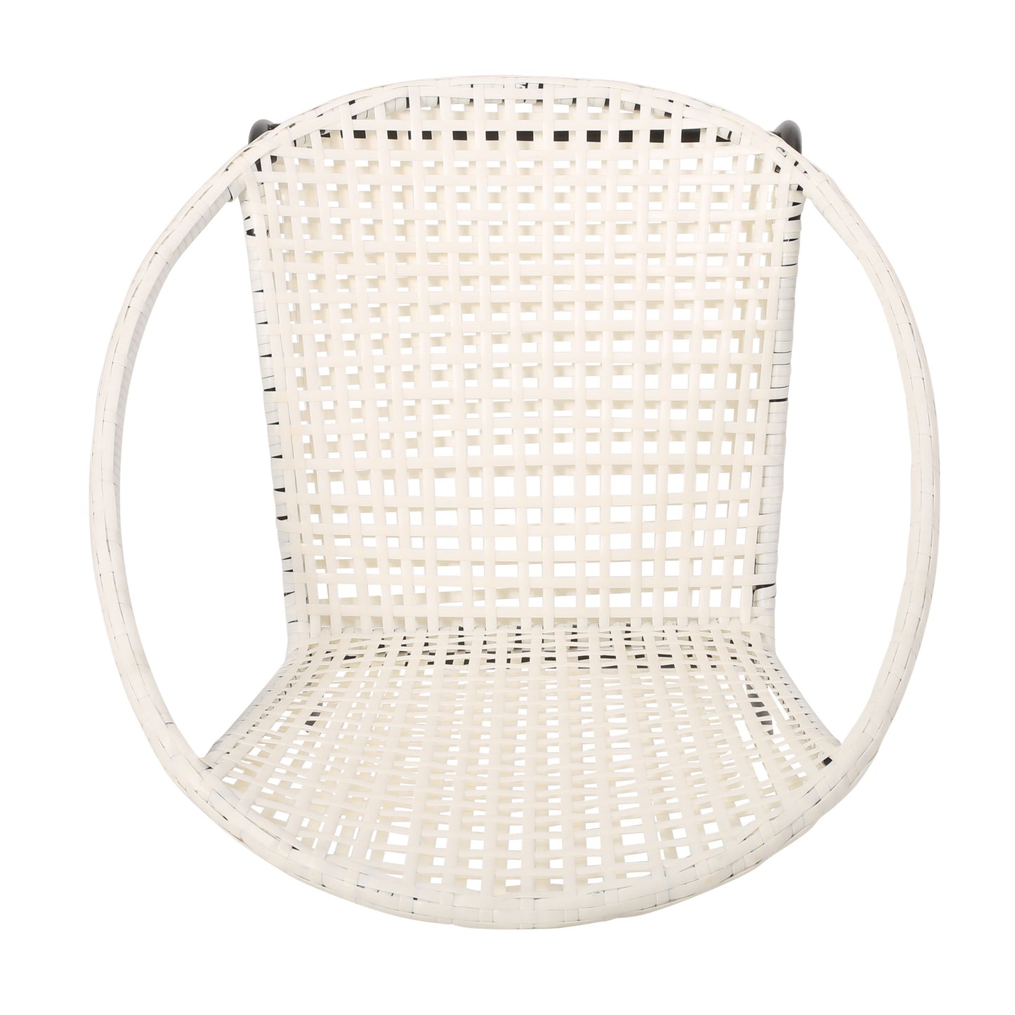 Outdoor Faux Rattan Wicker Chair With Iron Frame (Set of 2) - White / Black