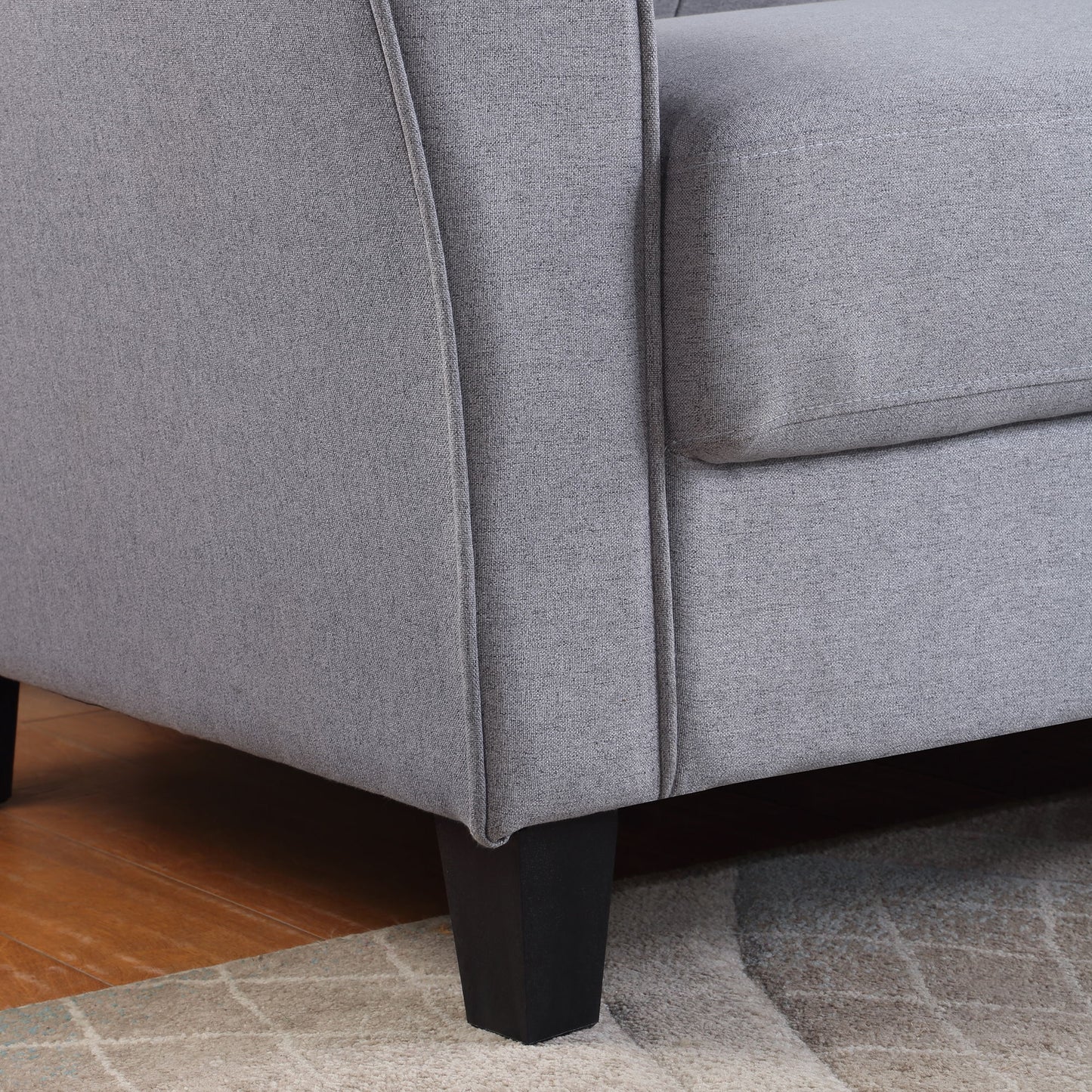 Modern Living Room Sofa Set Linen Upholstered Couch Furniture For Home Or Office - Light Gray / Blue
