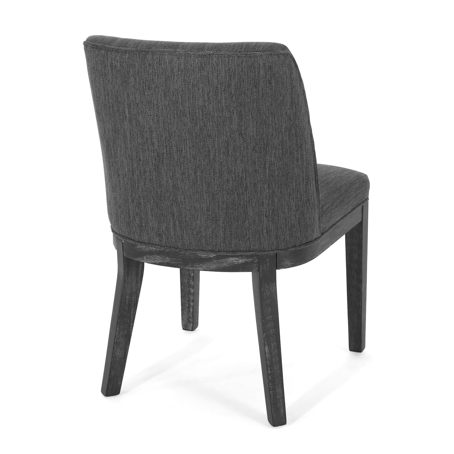 Modern Rustic Dining Chair (Set of 2) With Solid Wood Frame - Charcoal