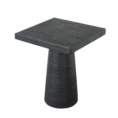 Square Side Table With Pedestal Base - Black