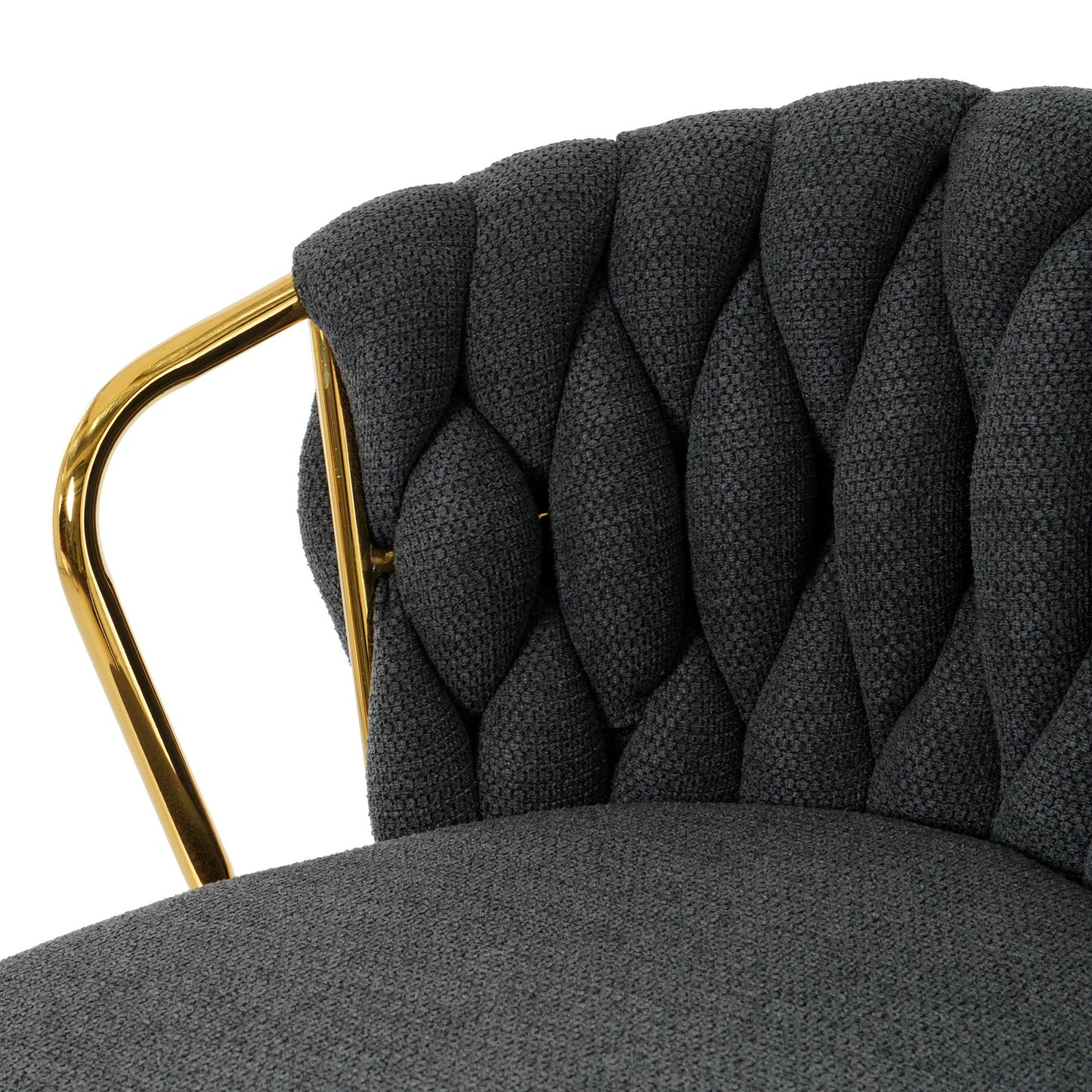 Modern Design High Stool With Gold Plated Legs For Kitchen Dining Linen (Set of 2) - Dark Gray