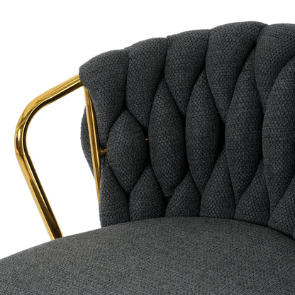 Modern Design High Stool With Gold Plated Legs For Kitchen Dining Linen (Set of 2) - Dark Gray