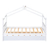 Twin Size House Bed With Twin Size Trundle - White