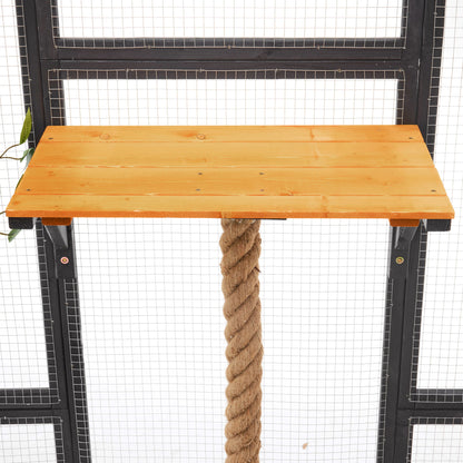 Outdoor Cat House, Diy Cat Enclosure With Double Enter Doors - Black Brown