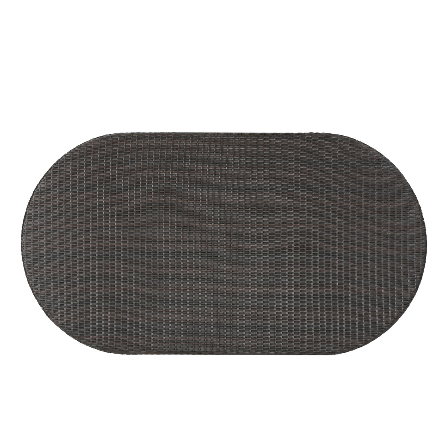 Outdoor Oval Dining Table With Silver Tipped Legs - Brown Multi