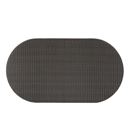 Outdoor Oval Dining Table With Silver Tipped Legs - Brown Multi