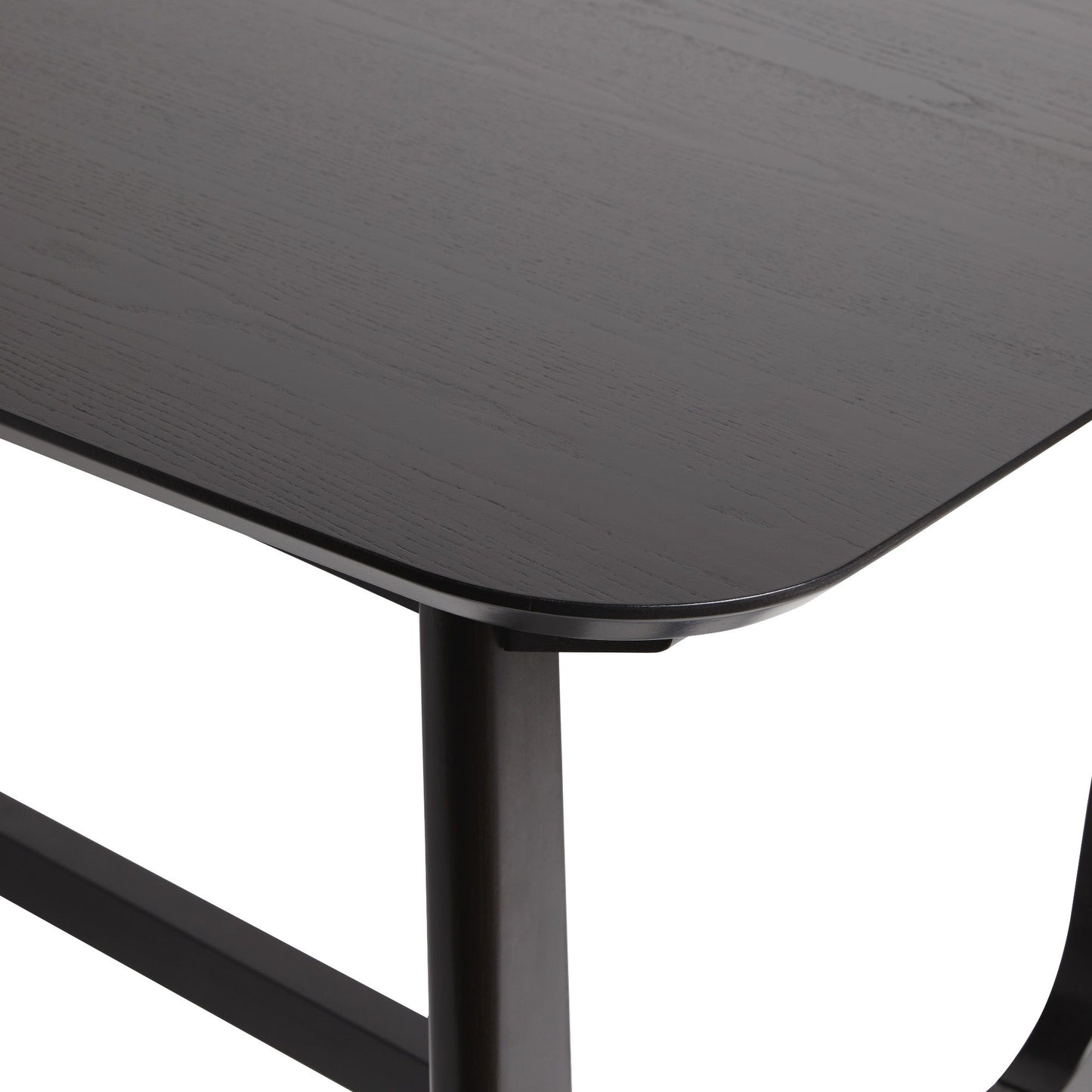 Mid-Century Modern Dining Table With Trestle Base - Black Ash
