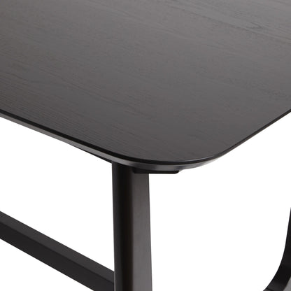 Mid-Century Modern Dining Table With Trestle Base - Black Ash