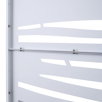 Outdoor & Indoor Privacy Screen Metal Privacy Screen, Freestanding Decorative Screen For Deck Balcony Patio - White