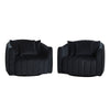 Upholstered Oversized 360 Degree Swivel Accent Barrel Chair And Half Cozy Sofa With 3 Pillows, Channel Tufted Pumpkin Shape Club Armchair For Living Room, Bedroom, Office, Lounge - Black