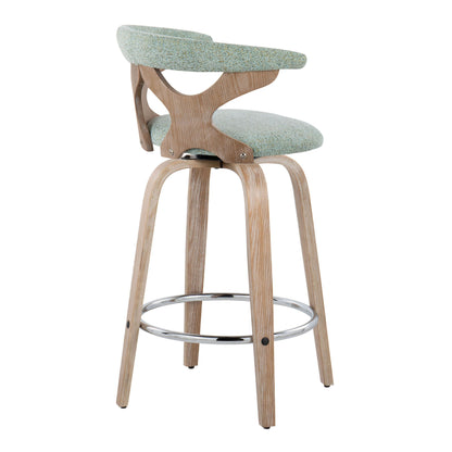 Gardenia - Contemporary Fixed - Height Counter Stool With Swivel With Round Footrest (Set of 2) - Green