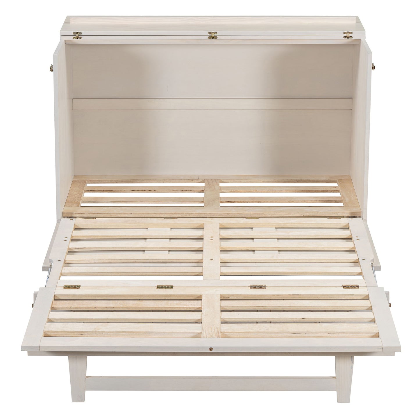 Full Size Murphy Bed With Large Drawers - Brushed White