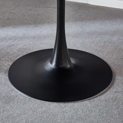 Tulip Table Mid-Century Dining Table For 4-6 People With Round MDF Table Top, Pedestal Dining Table, End Table Leisure Coffee Table - Black