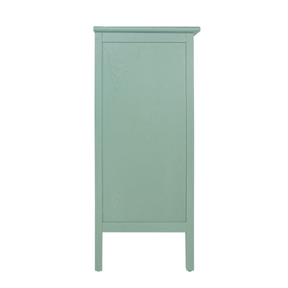 3 Drawer Storage Cabinet With Hollow Carved Design And Metal Handles, Chest For Entryway, Living Room Or Bedroom - Light Green