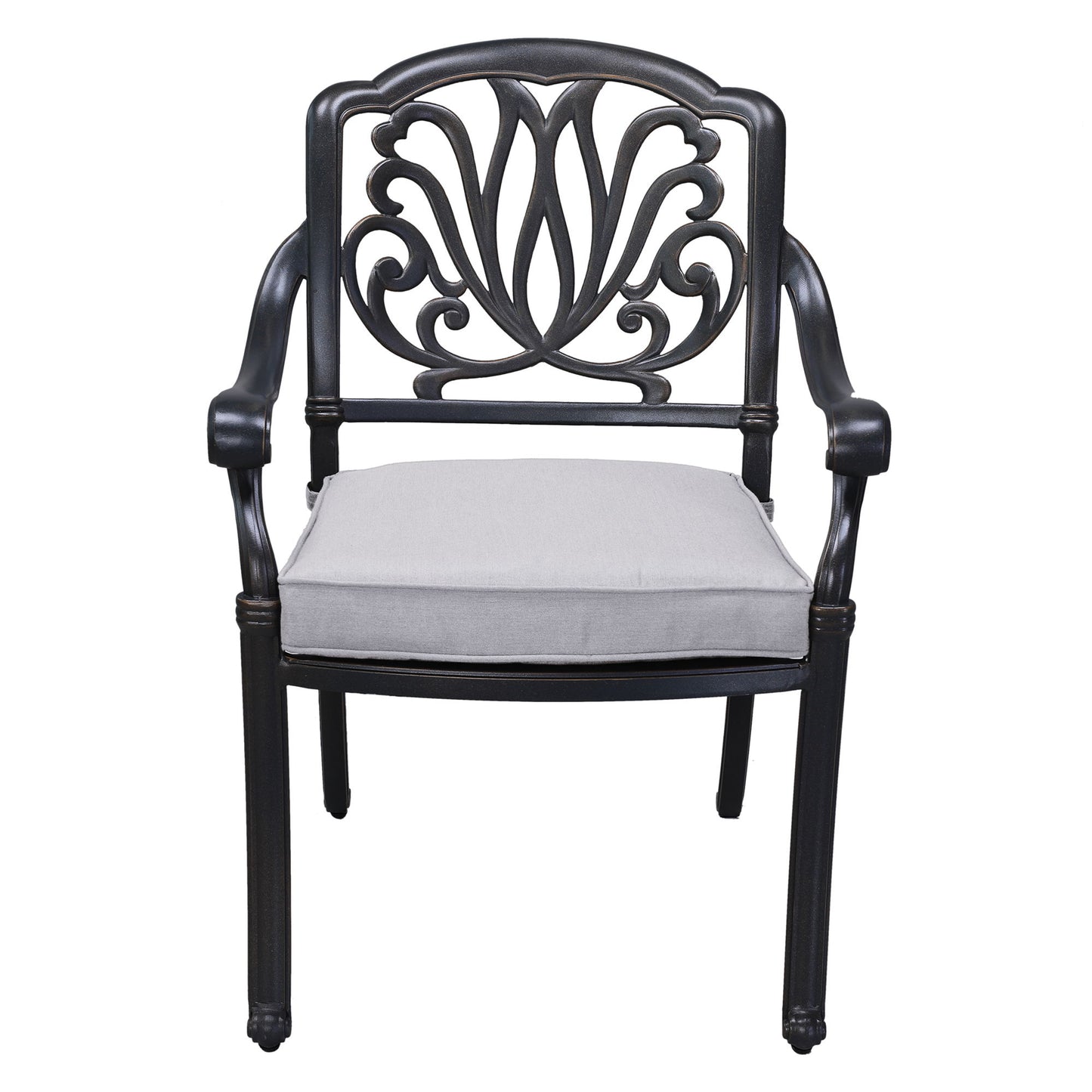 Patio Outdoor Aluminum Dining Armchair With Cushion (Set of 2) - Cast Silver