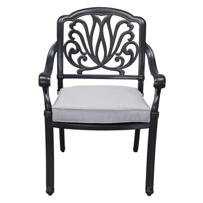 Patio Outdoor Aluminum Dining Armchair With Cushion (Set of 2) - Cast Silver