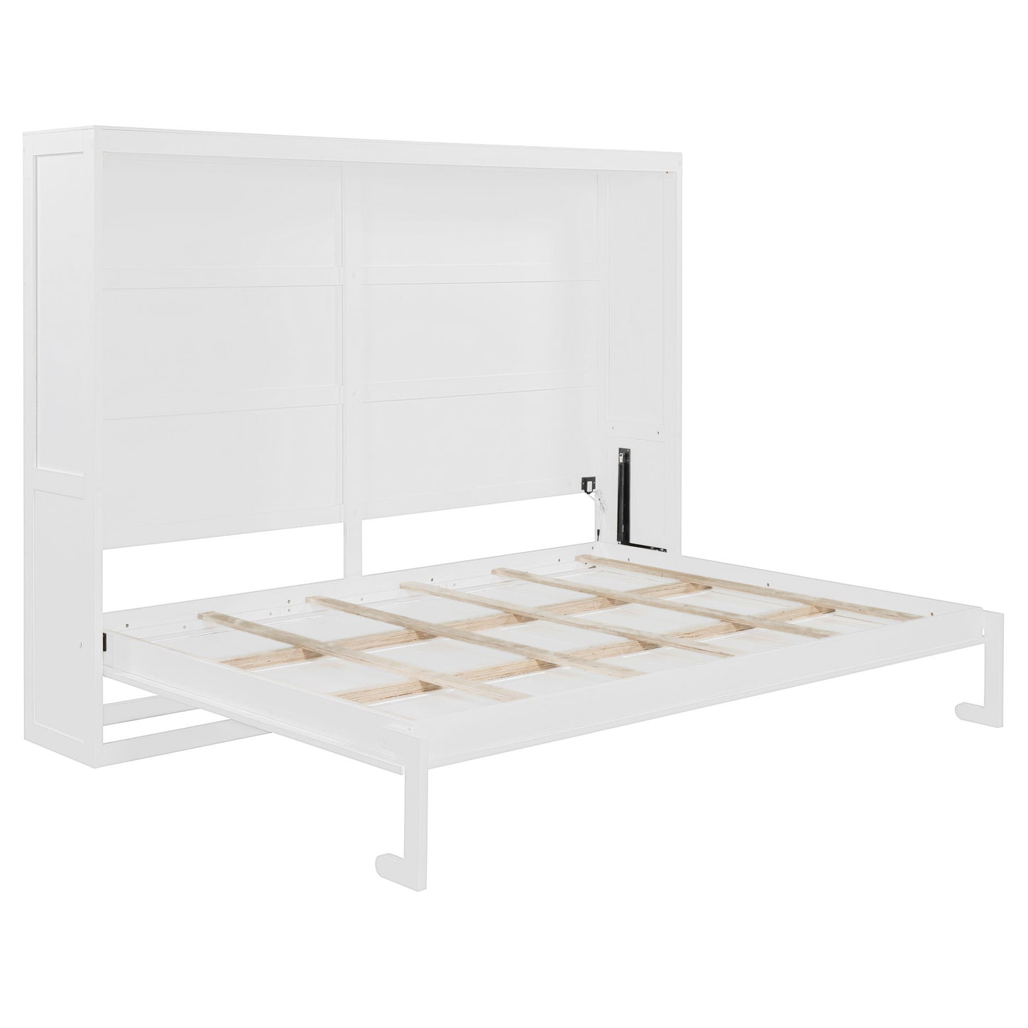 Queen Size Murphy Wall Bed Modern Design With LED Lights - White