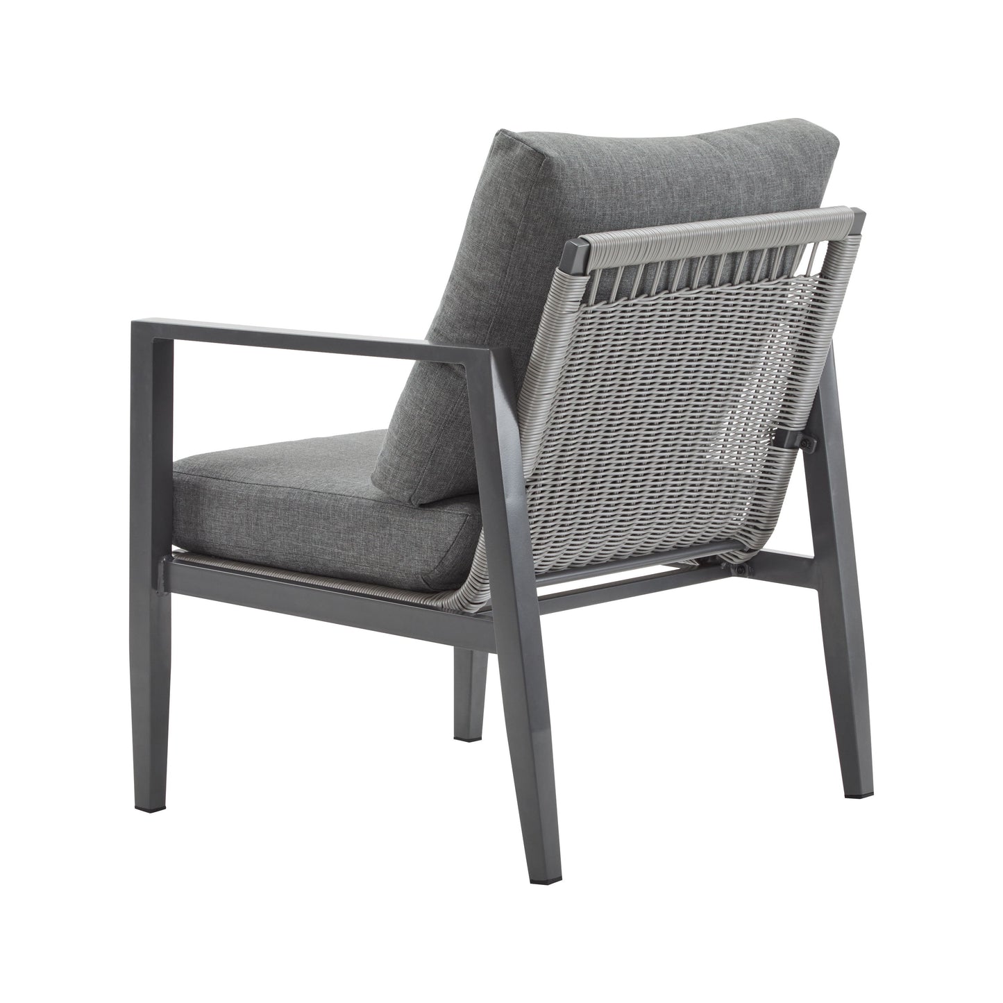Modern Aluminum Lounge Chair With Rope Accents And Cushions For Indoor And Outdoor Spaces - Gray