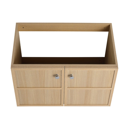 Modern 30" Wall Mounted Bathroom Vanity With Soft Closing Doors, Excluding Sink - Oak