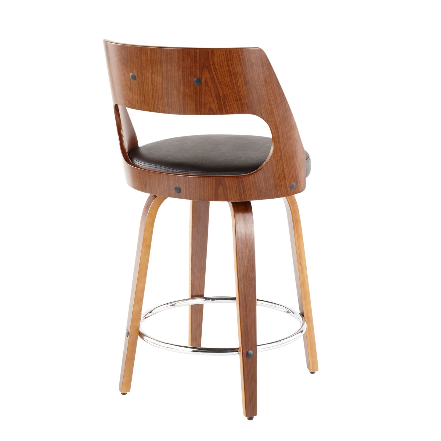 Cecina - Mid-Century Modern Counter Stool With Swivel (Set of 2) - Walnut / Brown