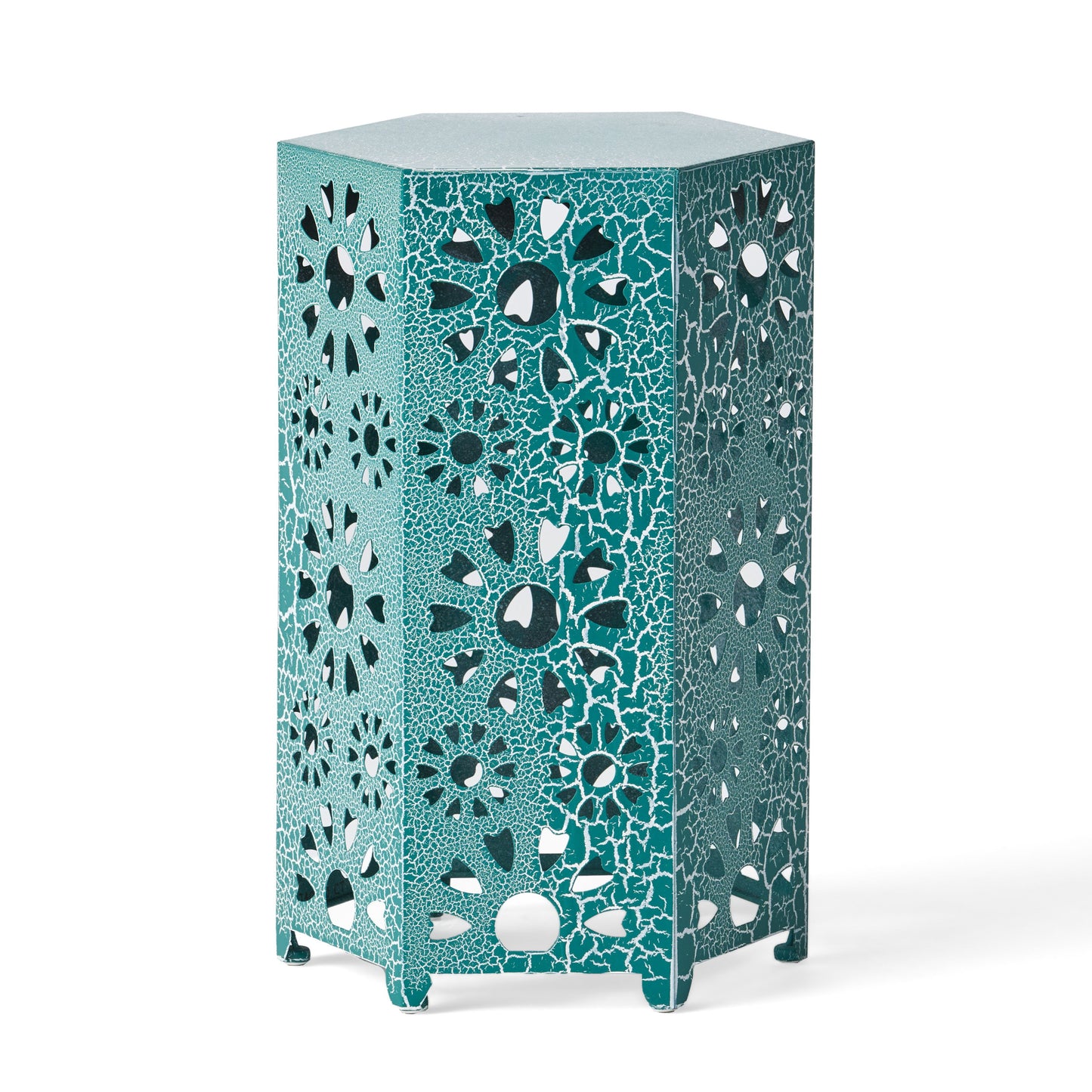 Galore - Side Table With Sunburst Cut Out Design - Teal