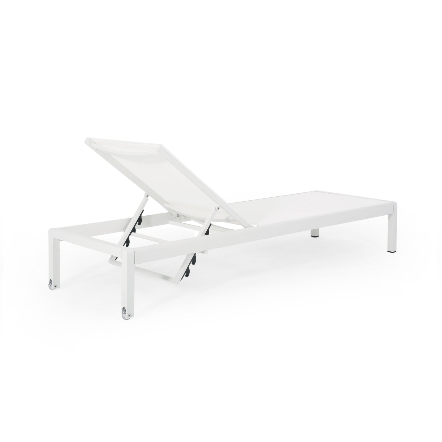 Outdoor Chaise Lounge Chair, Aluminum Adjustable Outside Chair For Pool Patio Beach Yard, All Weather Use UV Resistant 400Lbs Weight Capacity - White