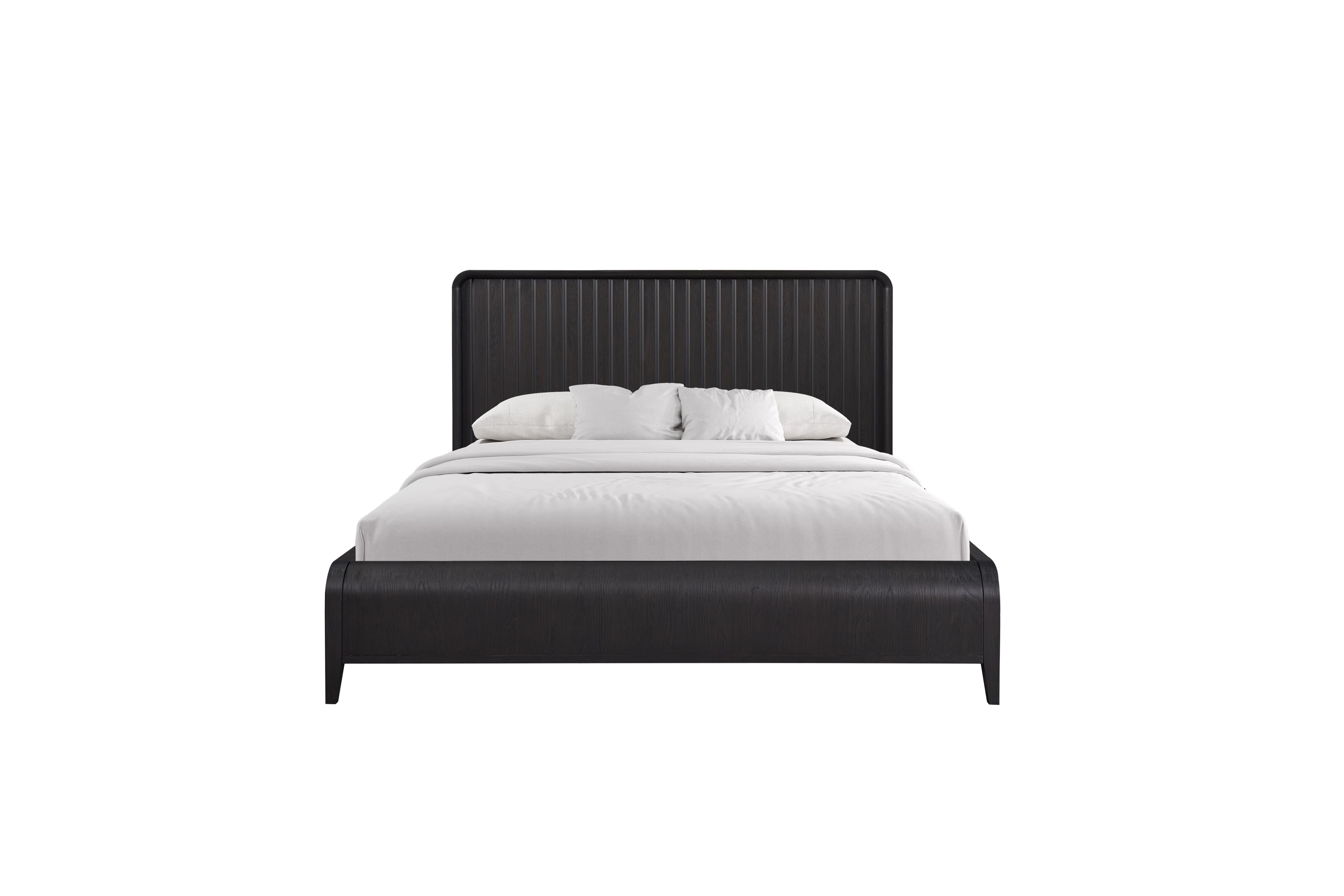 King Waterfall Panel Bed - Black