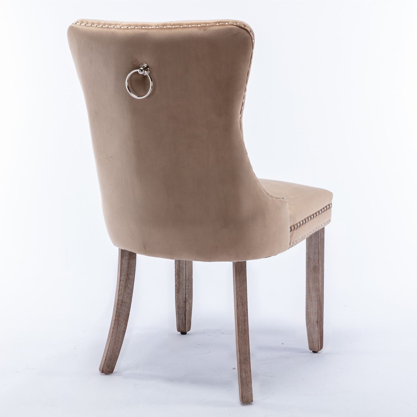 Nikki - Modern, High-End Tufted Solid Wood Contemporary Velvet Upholstered Dining Chair With Wood Legs Nailhead Trim (Set of 2) - Khaki