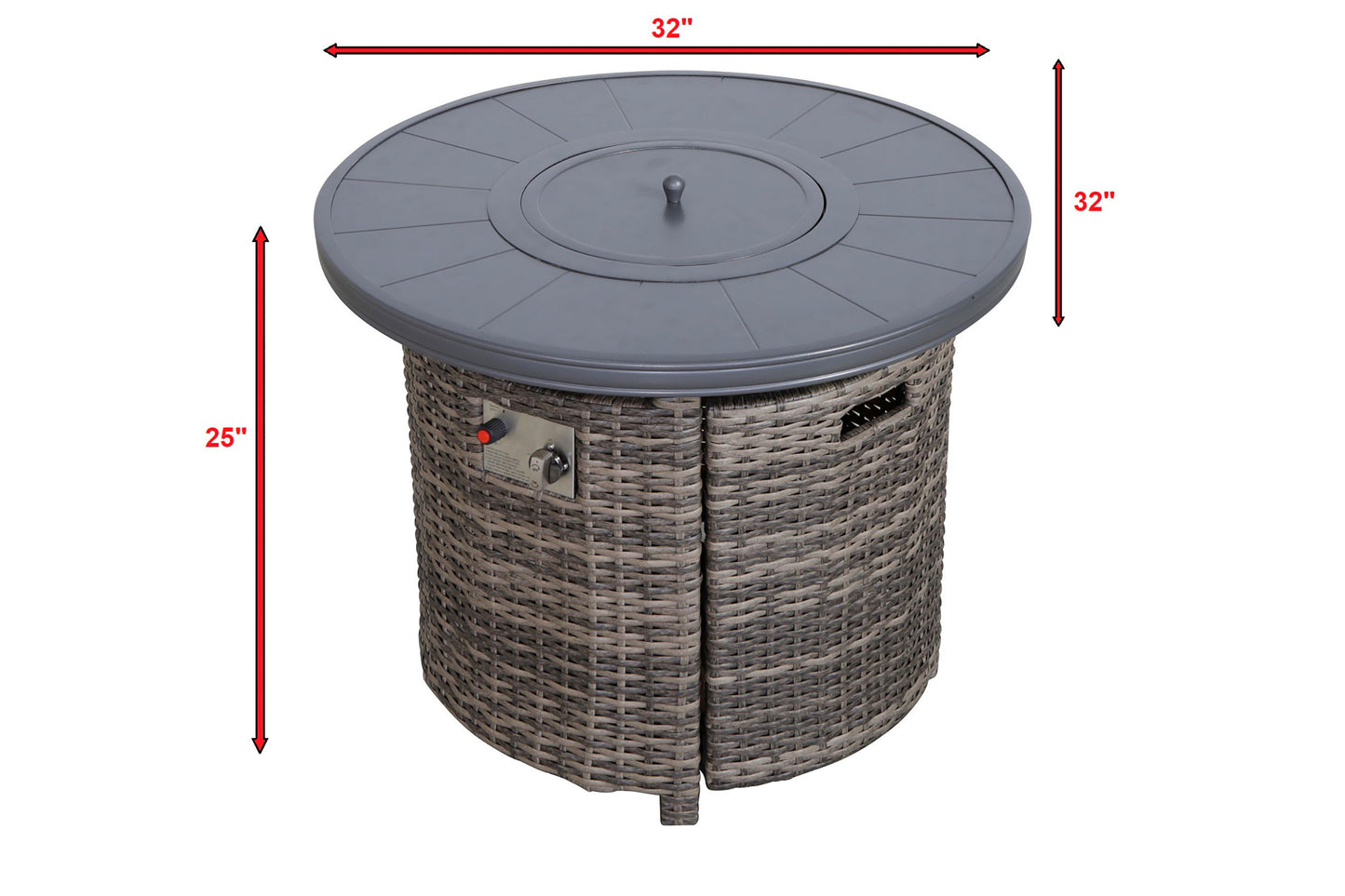 Outdoor Fire Pit Table With Lid - Gray Mix