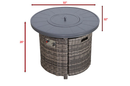Outdoor Fire Pit Table With Lid - Gray Mix