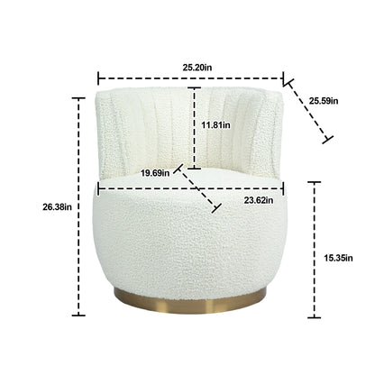 Coolmore - 360 Degree Swivel Cuddle Barrel Accent Sofa Chair, Round Armchair With Wide Upholstered Teddy Fabric - Cream