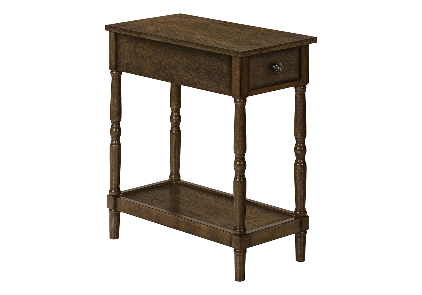 Accent End Table, 2 Tier, Storage Drawer, Traditional - Espresso